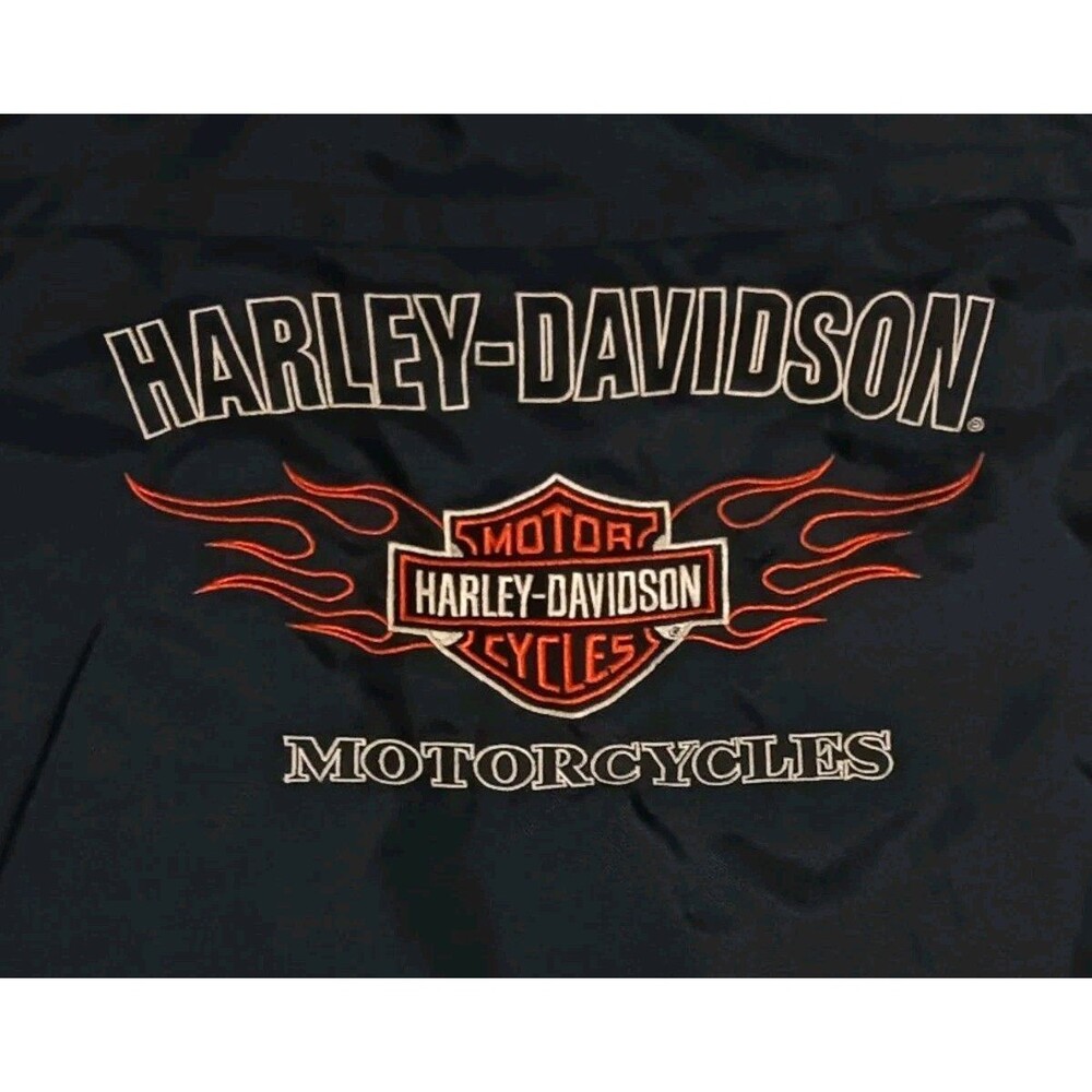 Harley Davidson Motorcycle Jacket Men's Large Black Nylon Lined Logo Spell Out - Picture 5 of 11